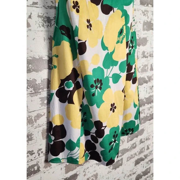 B. Smart Dress 12 Floral Print Strapless A-Line Knee Length Green Yellow Brown‎ - Picture 9 of 14